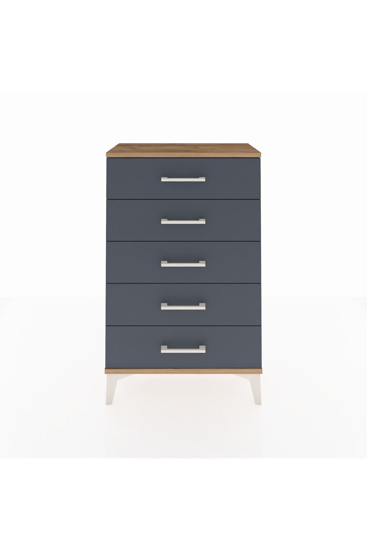 Arges Komodin 5 Çekmeceli 60x30x96 Çam-Antrasit