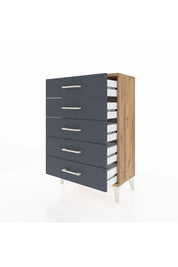 Arges Komodin 5 Çekmeceli 60x30x96 Çam-Antrasit