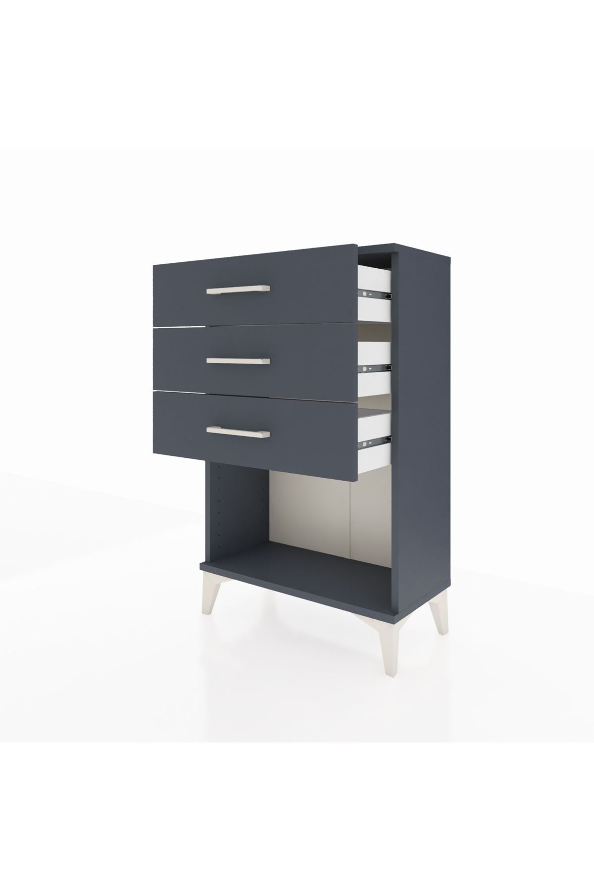 Arges Komodin 3 Çekmeceli 60x30x96 Antrasit-Antrasit