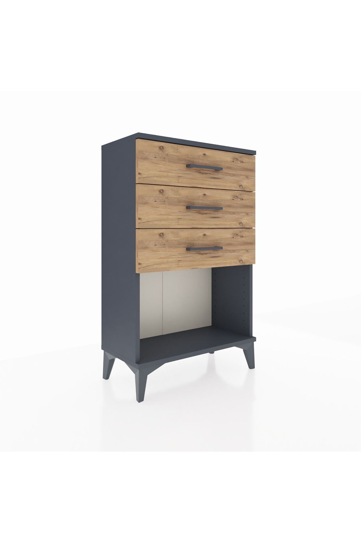 Arges Komodin 3 Çekmeceli 60x30x96 Antrasit-Çam