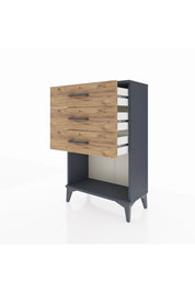 Arges Komodin 3 Çekmeceli 60x30x96 Antrasit-Çam