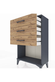 Arges Komodin 3 Çekmeceli 60x30x96 Antrasit-Çam