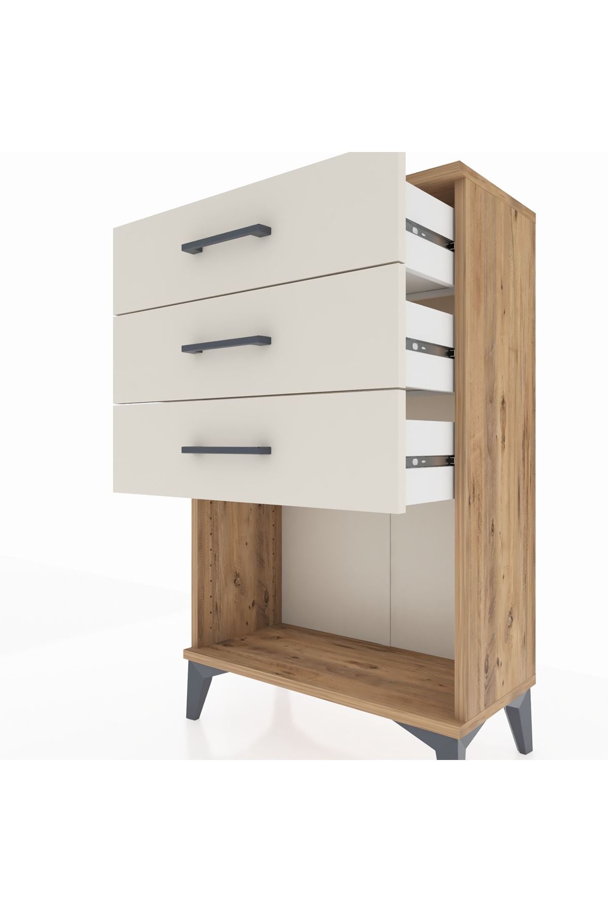 Arges Komodin 3 Çekmeceli 60x30x96 Çam-Aytaşı