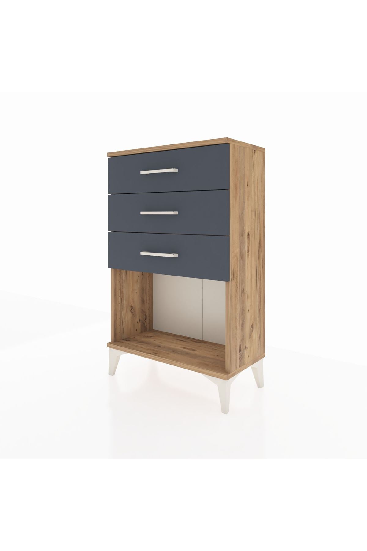 Arges Komodin 3 Çekmeceli 60x30x96 Çam-Antrasit