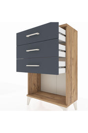 Arges Komodin 3 Çekmeceli 60x30x96 Çam-Antrasit