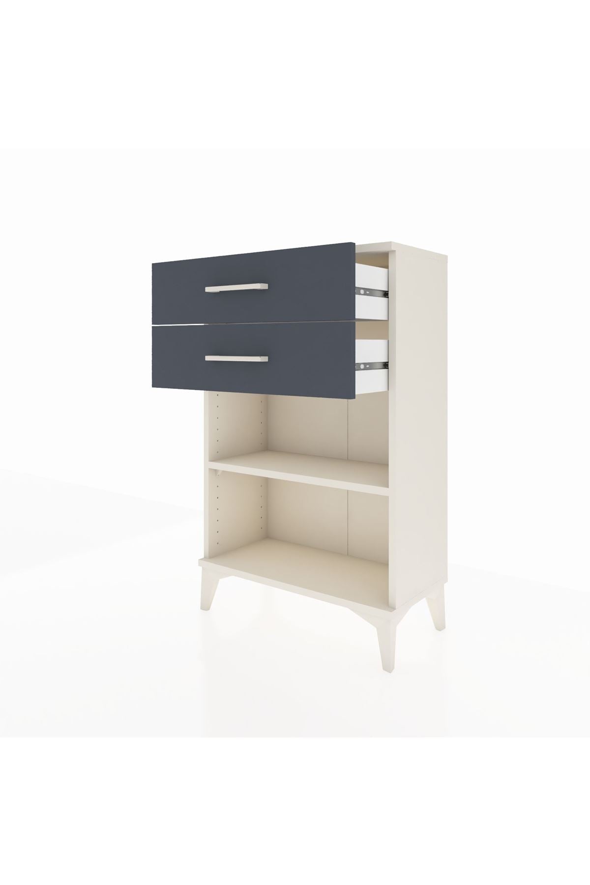 Arges Komodin Tek Raflı 2 Çekmeceli 60x30x96 Aytaşı-Antrasit