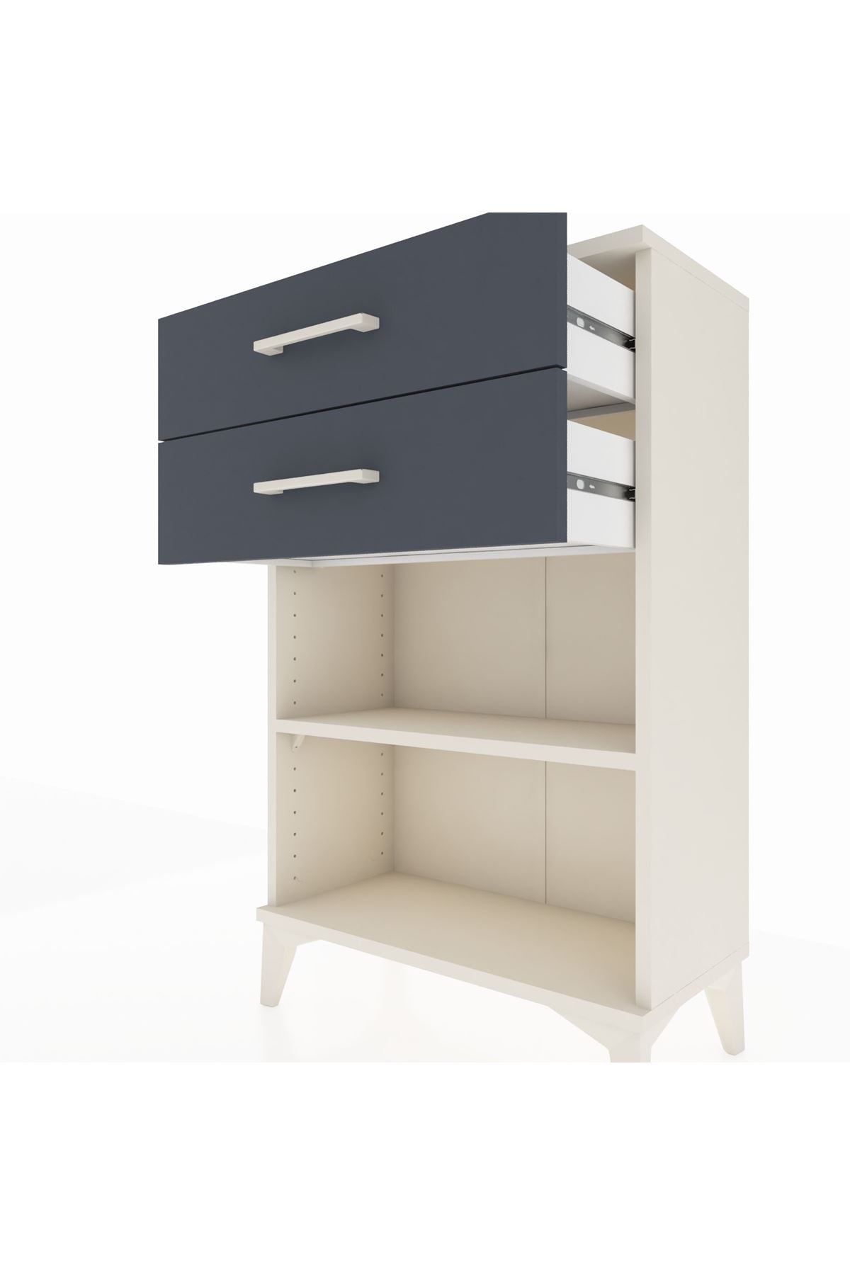 Arges Komodin Tek Raflı 2 Çekmeceli 60x30x96 Aytaşı-Antrasit