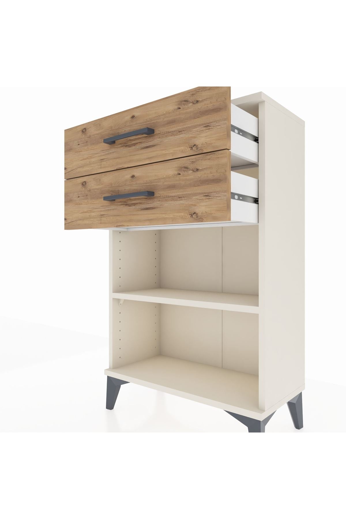 Arges Komodin Tek Raflı 2 Çekmeceli 60x30x96 Aytaşı-Çam