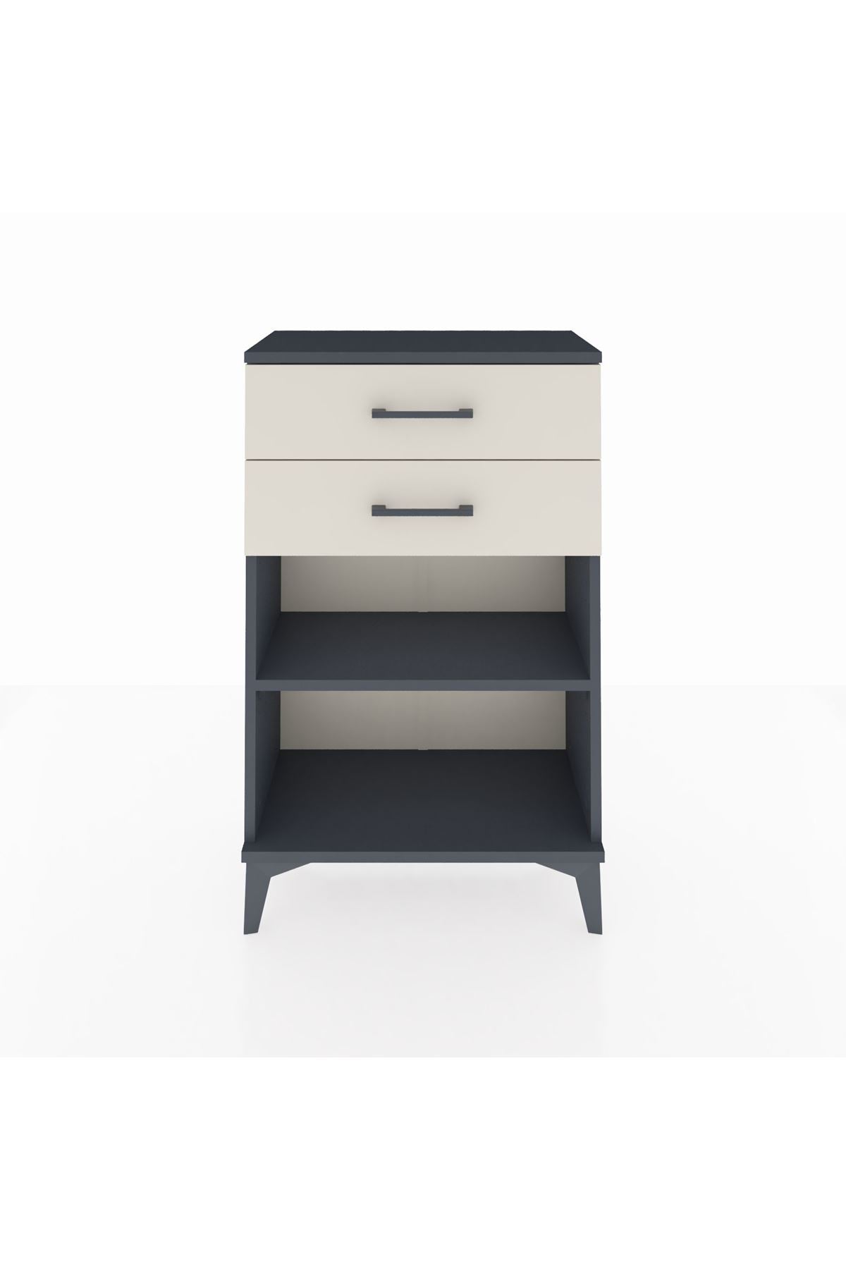 Arges Komodin Tek Raflı 2 Çekmeceli 60x30x96 Antrasit-Aytaşı