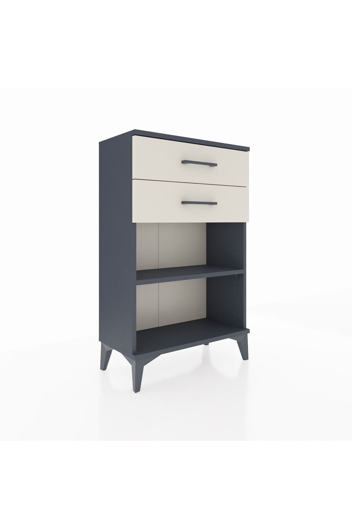 Arges Komodin Tek Raflı 2 Çekmeceli 60x30x96 Antrasit-Aytaşı