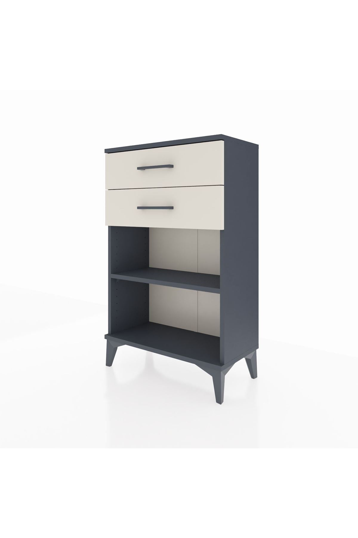 Arges Komodin Tek Raflı 2 Çekmeceli 60x30x96 Antrasit-Aytaşı