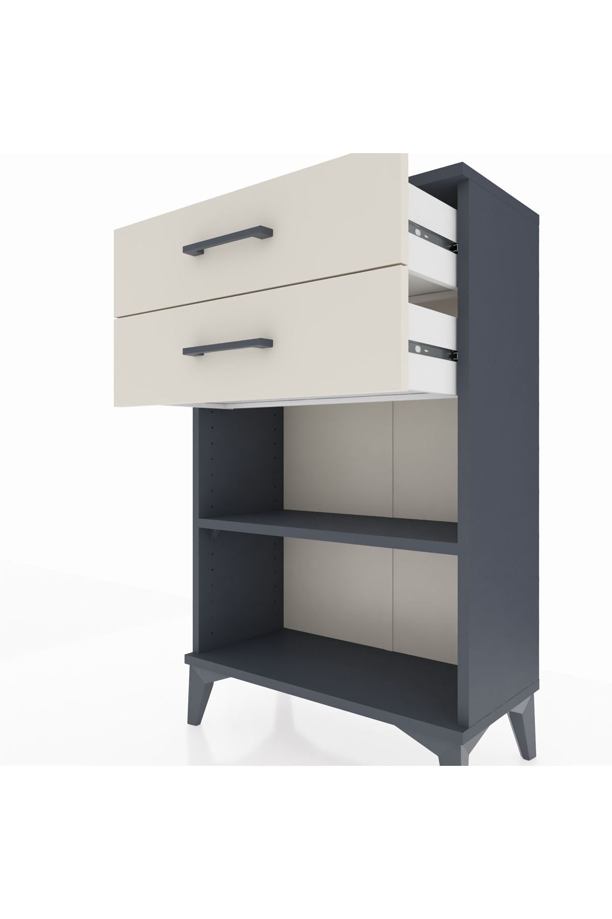 Arges Komodin Tek Raflı 2 Çekmeceli 60x30x96 Antrasit-Aytaşı