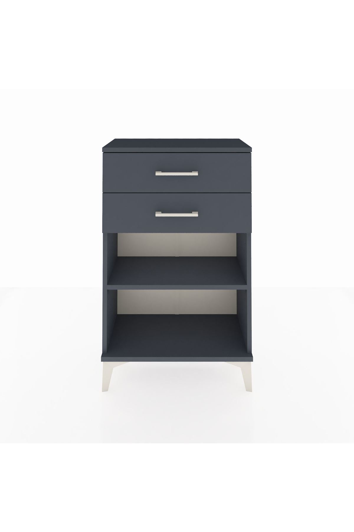 Arges Komodin Tek Raflı 2 Çekmeceli 60x30x96 Antrasit-Antrasit