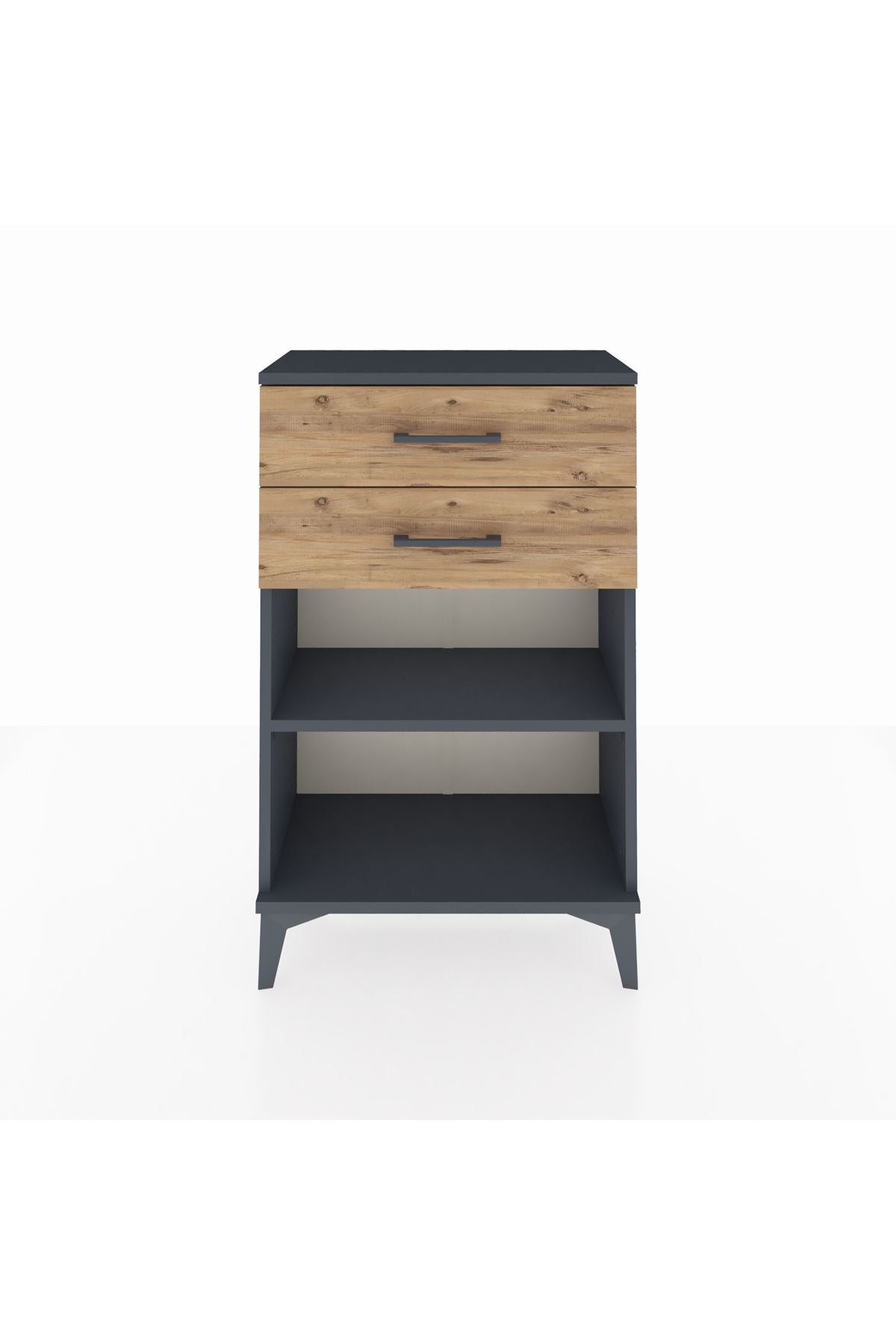 Arges Komodin Tek Raflı 2 Çekmeceli 60x30x96 Antrasit-Çam