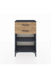 Arges Komodin Tek Raflı 2 Çekmeceli 60x30x96 Antrasit-Çam