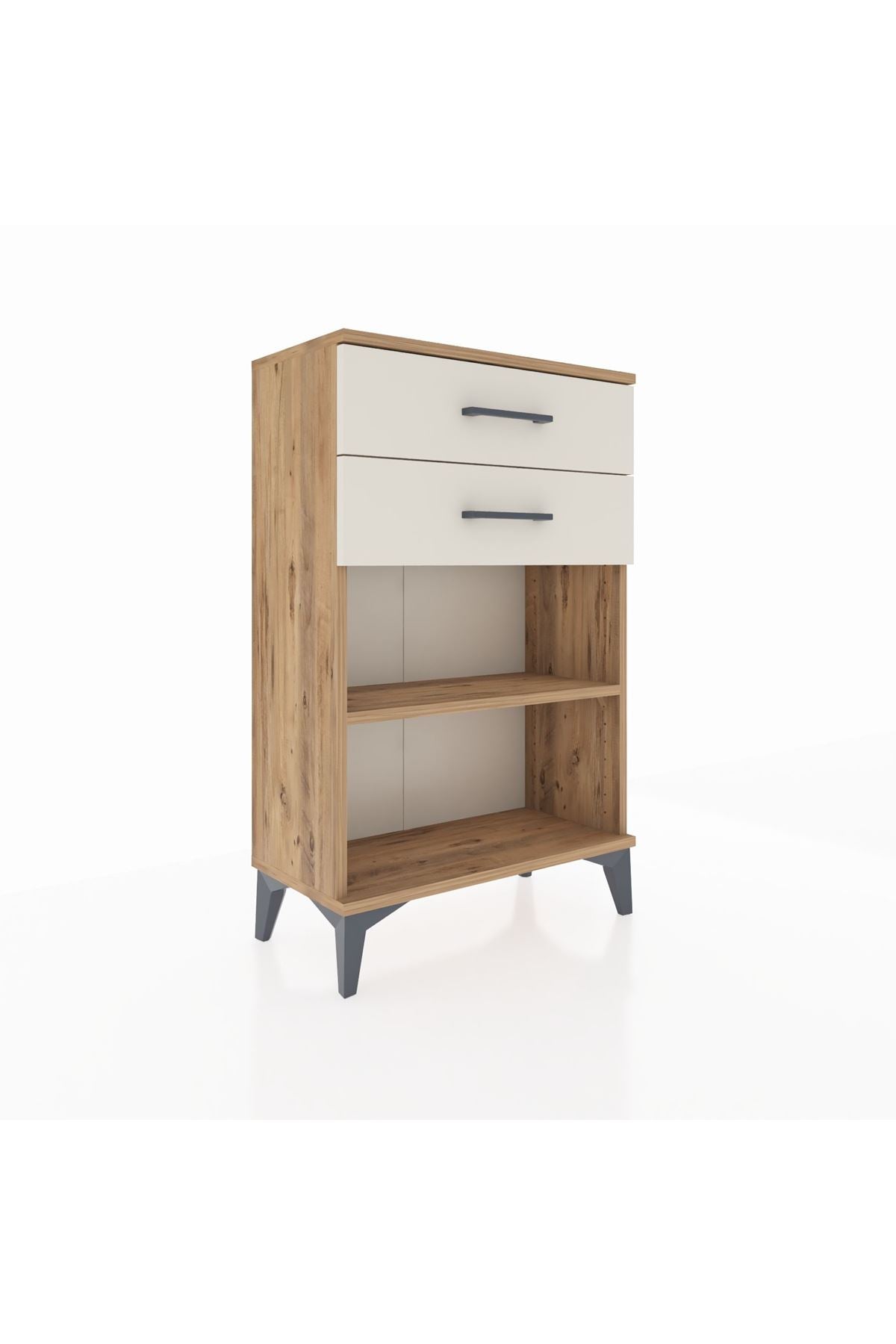 Arges Komodin Tek Raflı 2 Çekmeceli 60x30x96 Çam-Aytaşı