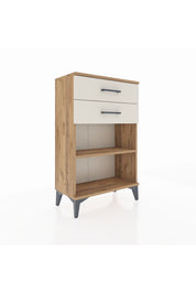 Arges Komodin Tek Raflı 2 Çekmeceli 60x30x96 Çam-Aytaşı