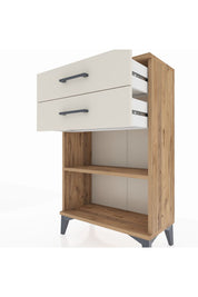 Arges Komodin Tek Raflı 2 Çekmeceli 60x30x96 Çam-Aytaşı