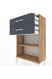 Arges Komodin Tek Raflı 2 Çekmeceli 60x30x96 Çam-Antrasit