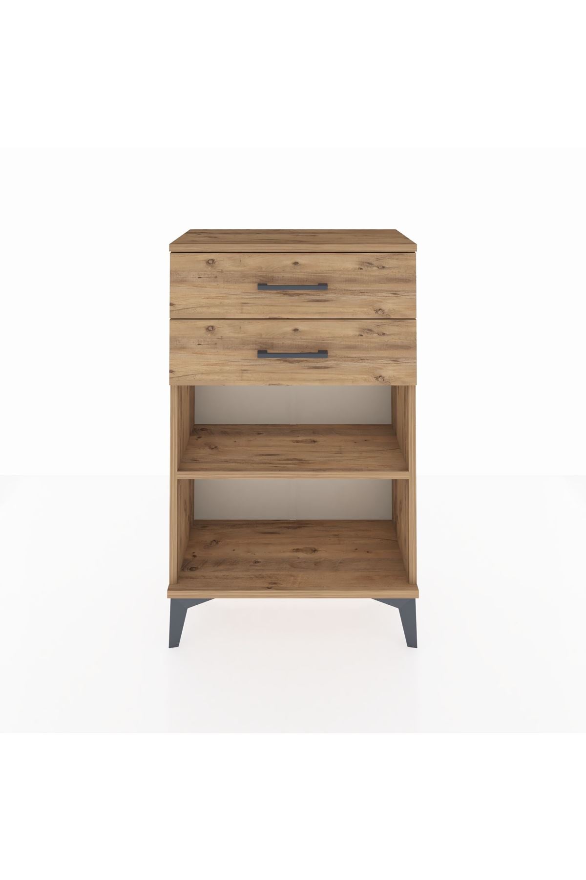 Arges Komodin Tek Raflı 2 Çekmeceli 60x30x96 Çam-Çam