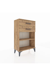 Arges Komodin Tek Raflı 2 Çekmeceli 60x30x96 Çam-Çam