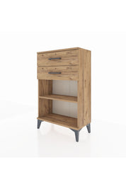 Arges Komodin Tek Raflı 2 Çekmeceli 60x30x96 Çam-Çam