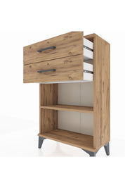 Arges Komodin Tek Raflı 2 Çekmeceli 60x30x96 Çam-Çam