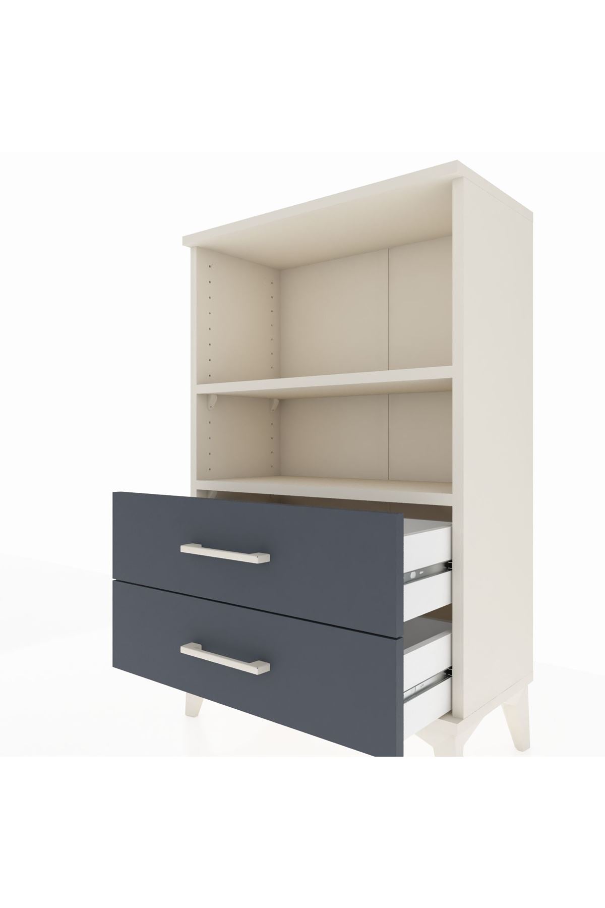 Arges Komodin 2 Raflı 2 Çekmeceli 60x30x96 Aytaşı-Antrasit