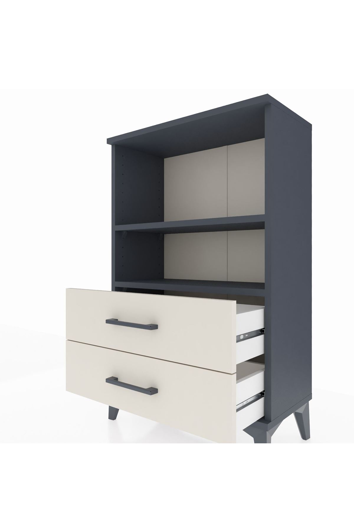 Arges Komodin 2 Raflı 2 Çekmeceli 60x30x96 Antrasit-Aytaşı
