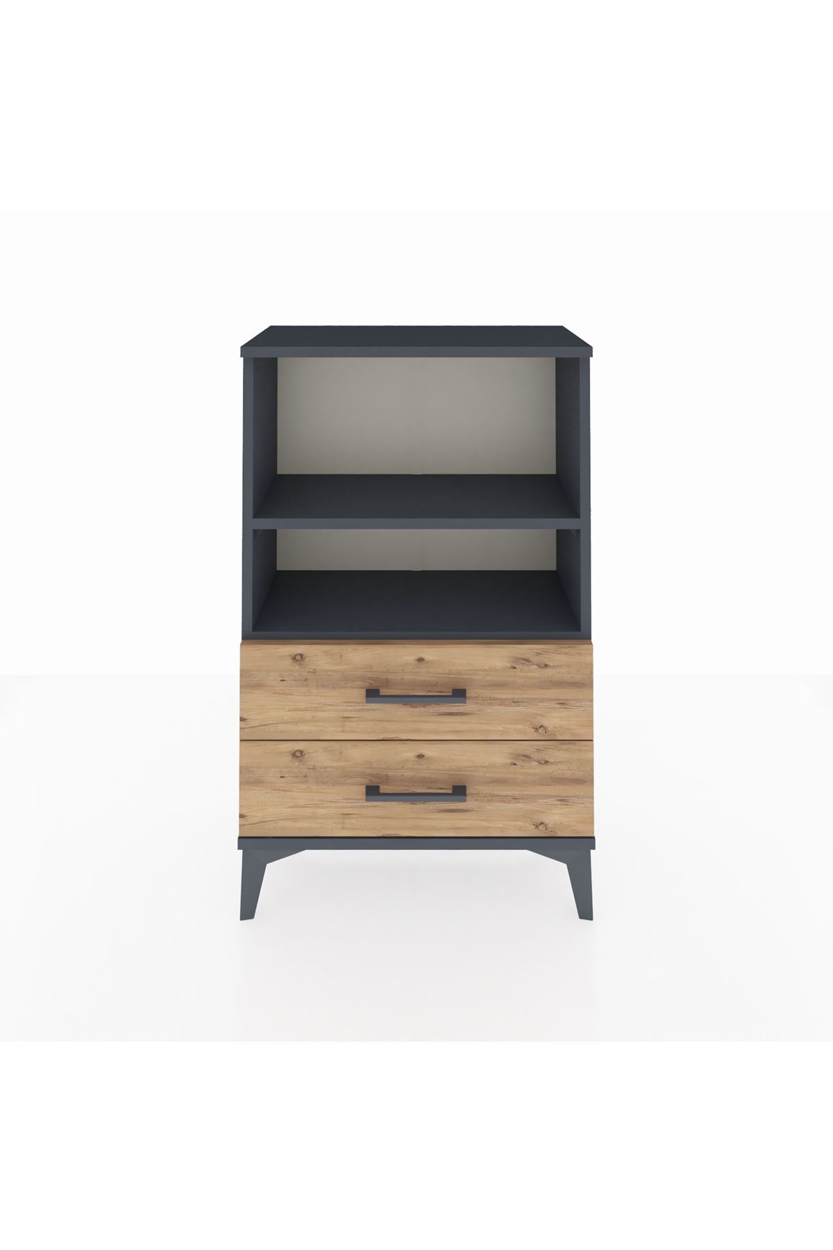 Arges Komodin 2 Raflı 2 Çekmeceli 60x30x96 Antrasit-Çam