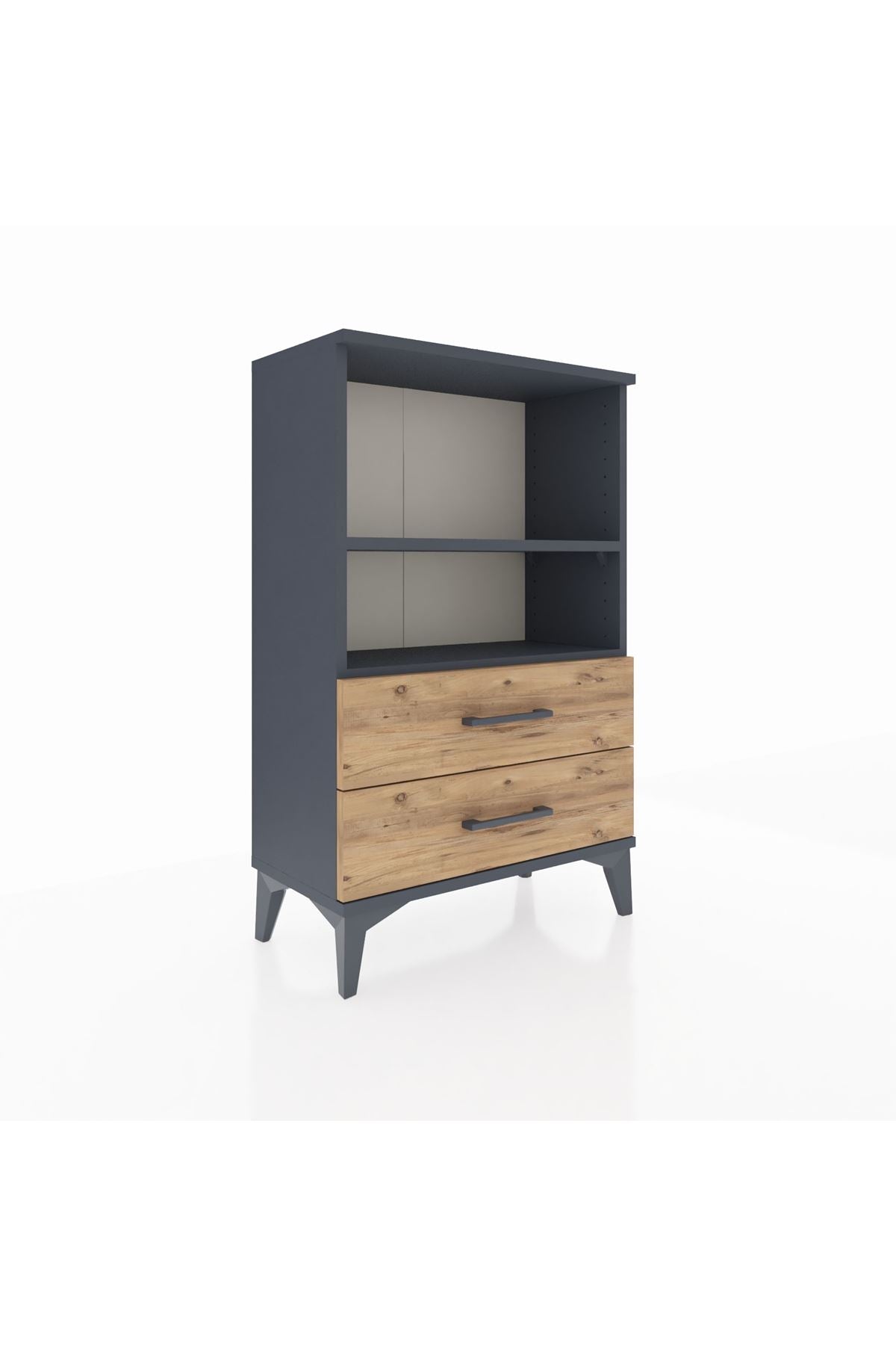 Arges Komodin 2 Raflı 2 Çekmeceli 60x30x96 Antrasit-Çam