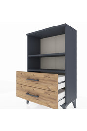Arges Komodin 2 Raflı 2 Çekmeceli 60x30x96 Antrasit-Çam