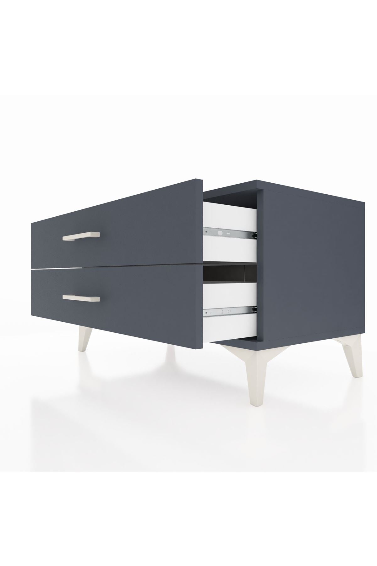 Hyperion Şifonyer 2 Çekmeceli 88x44x48 Antrasit-Antrasit