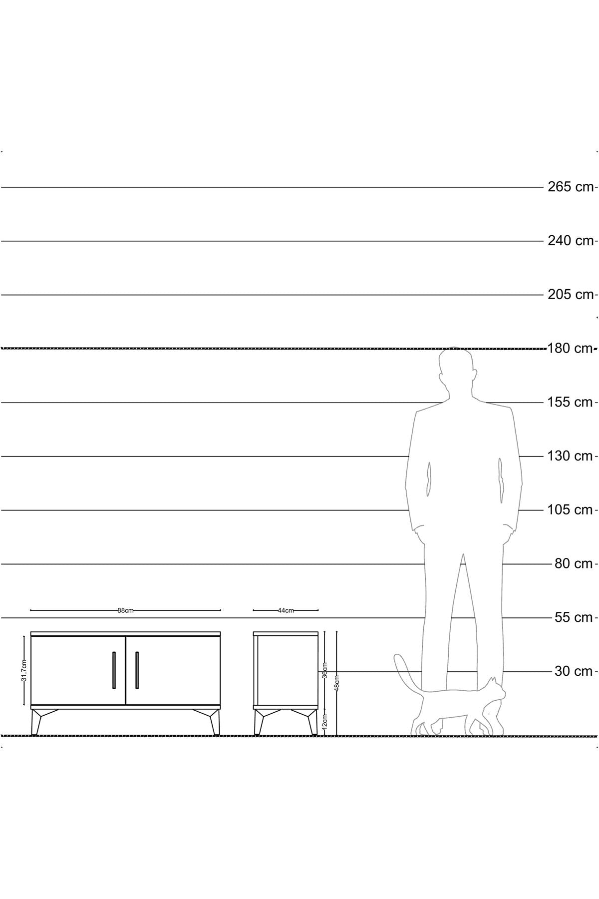 Hyperion Şifonyer Tek Raflı 2 Kapaklı 88x44x48 Çam-Aytaşı