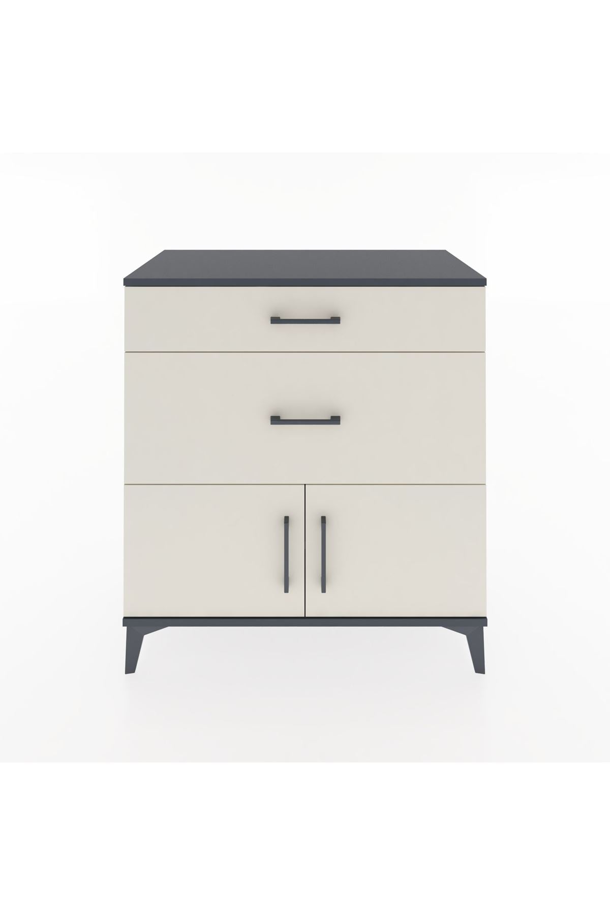 Hyperion Şifonyer Tek Raflı 2 Çekmeceli 2 Kapaklı 88x44x96 Antrasit-Aytaşı