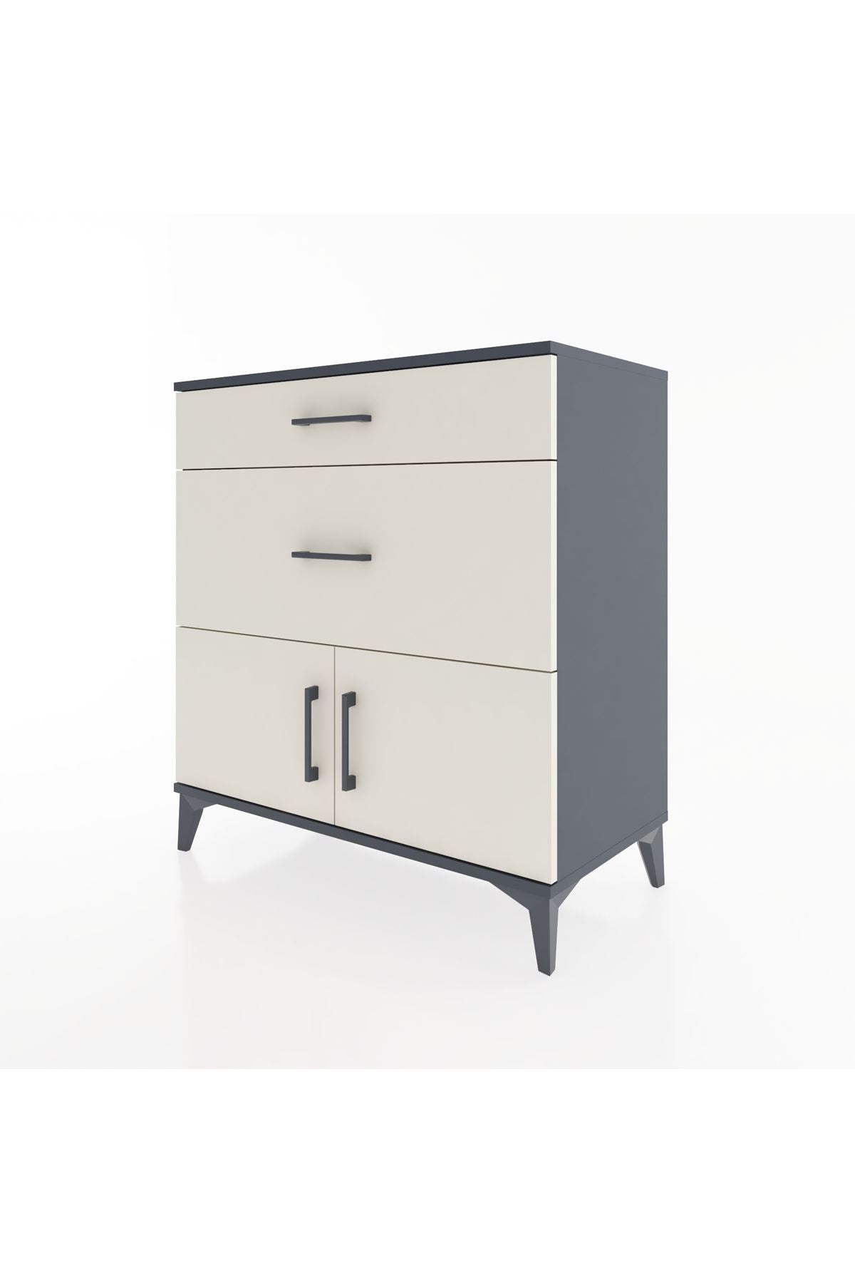 Hyperion Şifonyer Tek Raflı 2 Çekmeceli 2 Kapaklı 88x44x96 Antrasit-Aytaşı