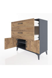 Hyperion Şifonyer Tek Raflı 2 Çekmeceli 2 Kapaklı 88x44x96 Antrasit-Çam