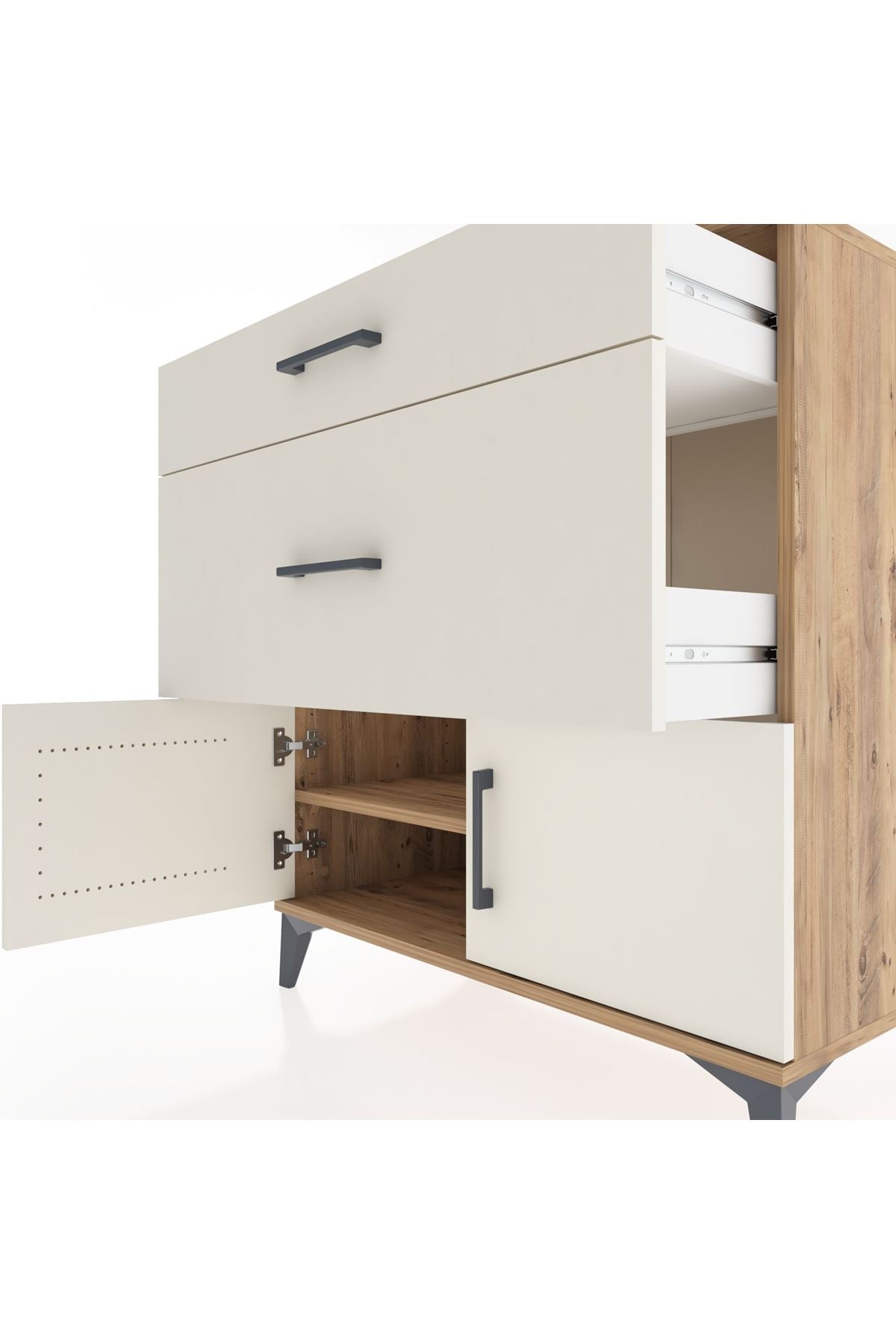 Hyperion Şifonyer Tek Raflı 2 Çekmeceli 2 Kapaklı 88x44x96 Çam-Aytaşı