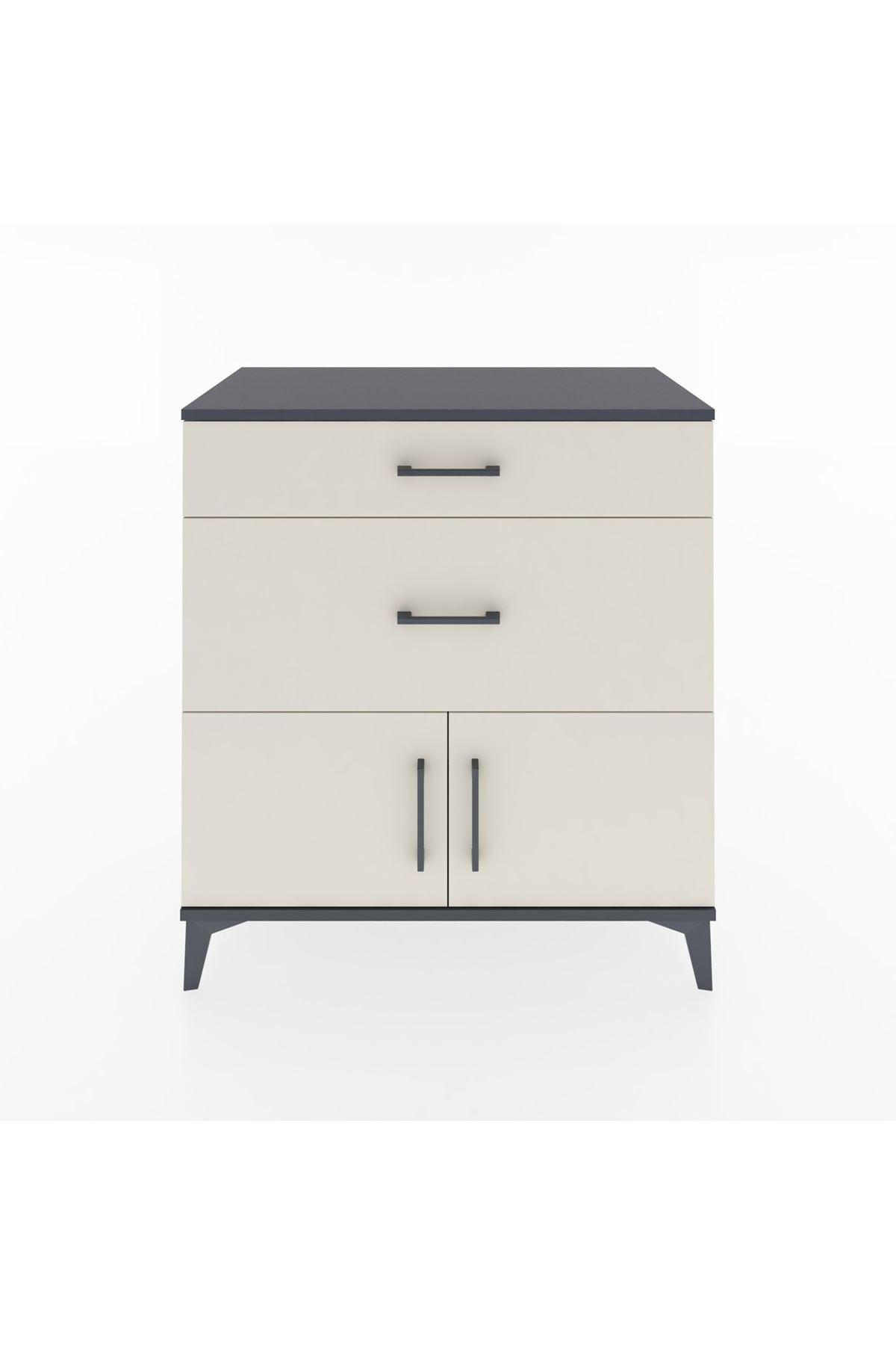 Hyperion Şifonyer 2 Çekmeceli 2 Kapaklı 88x44x96 Antrasit-Aytaşı