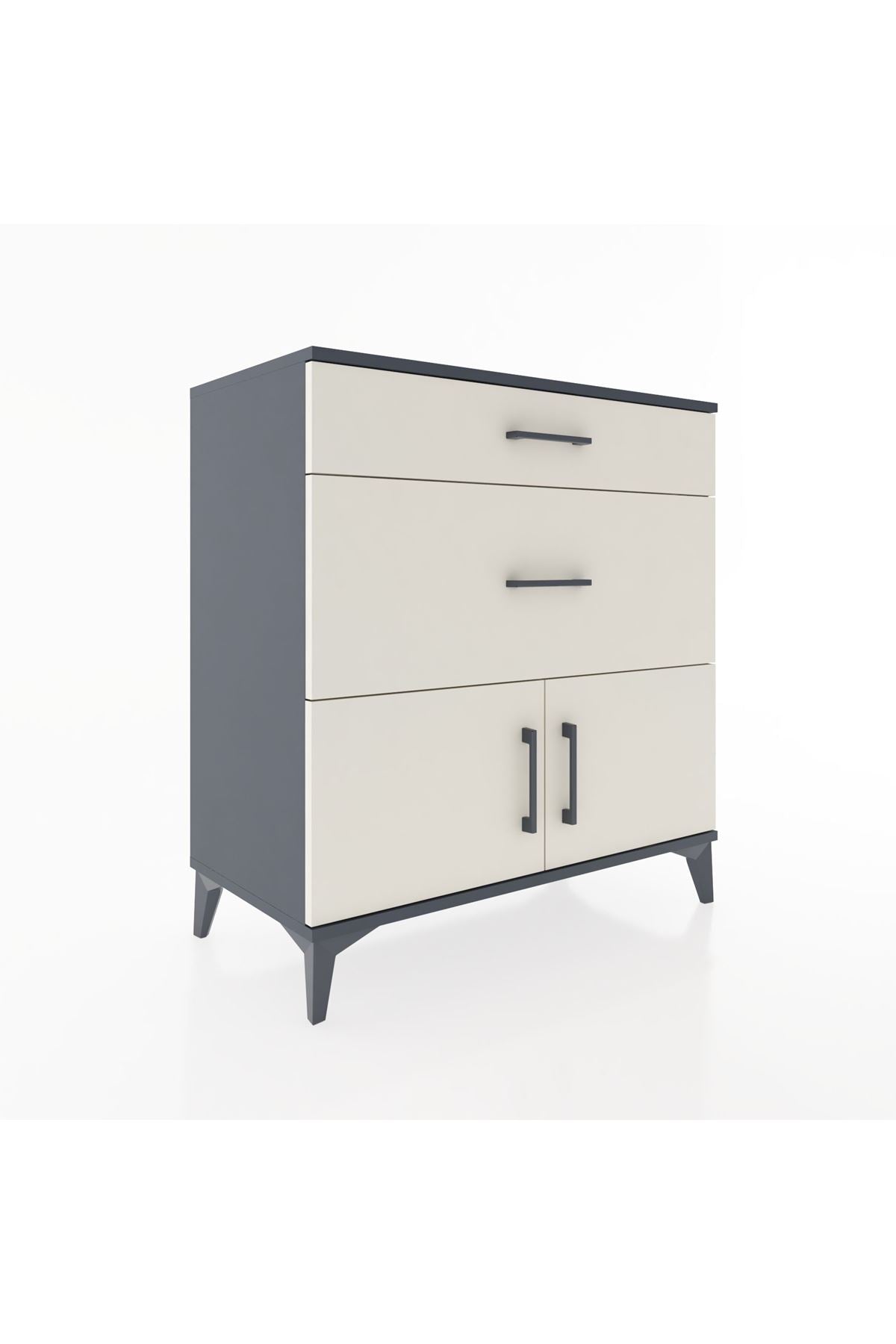 Hyperion Şifonyer 2 Çekmeceli 2 Kapaklı 88x44x96 Antrasit-Aytaşı