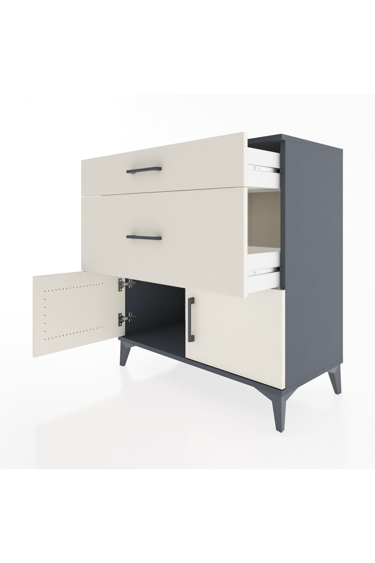 Hyperion Şifonyer 2 Çekmeceli 2 Kapaklı 88x44x96 Antrasit-Aytaşı