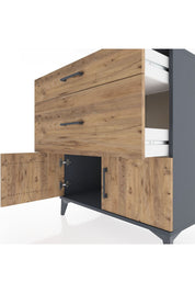 Hyperion Şifonyer 2 Çekmeceli 2 Kapaklı 88x44x96 Antrasit-Çam
