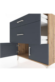 Hyperion Şifonyer 2 Çekmeceli 2 Kapaklı 88x44x96 Çam-Antrasit