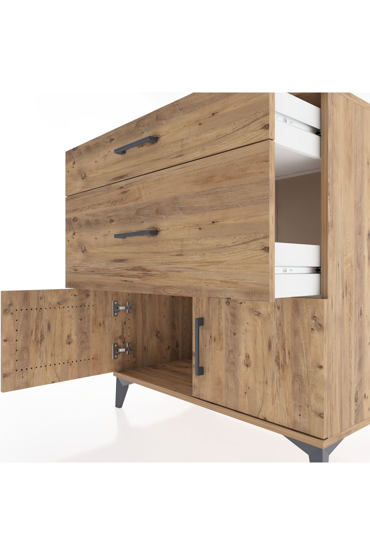 Hyperion Şifonyer 2 Çekmeceli 2 Kapaklı 88x44x96 Çam-Çam