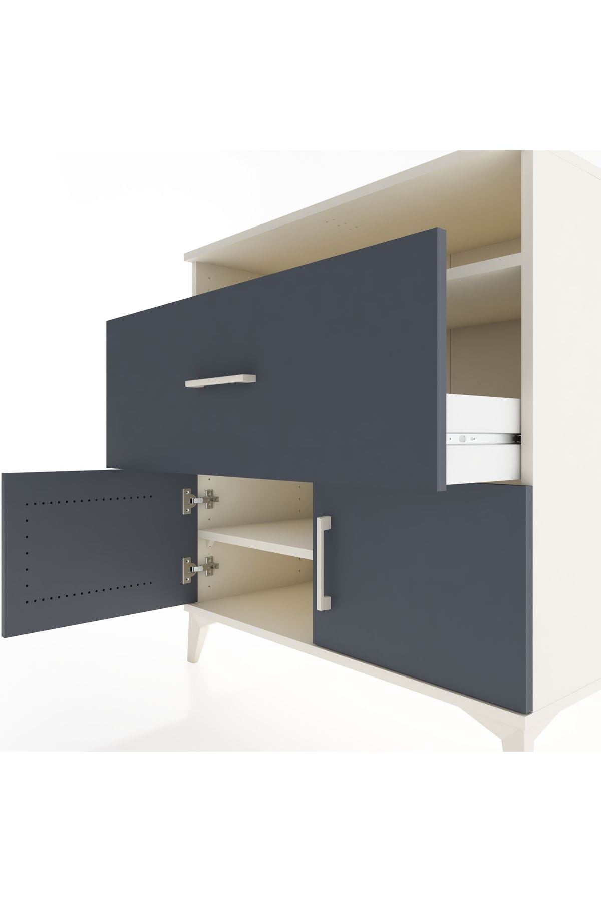 Hyperion Şifonyer 2 Raflı Tek Çekmeceli 2 Kapaklı 88x44x96 Aytaşı-Antrasit