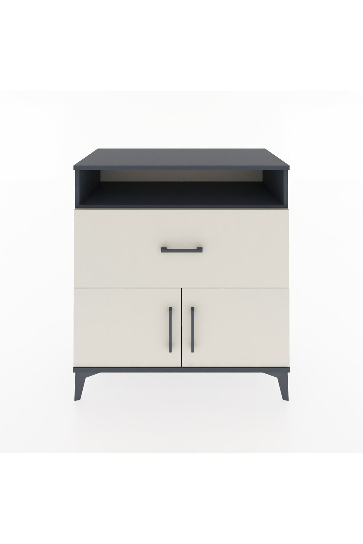 Hyperion Şifonyer 2 Raflı Tek Çekmeceli 2 Kapaklı 88x44x96 Antrasit-Aytaşı