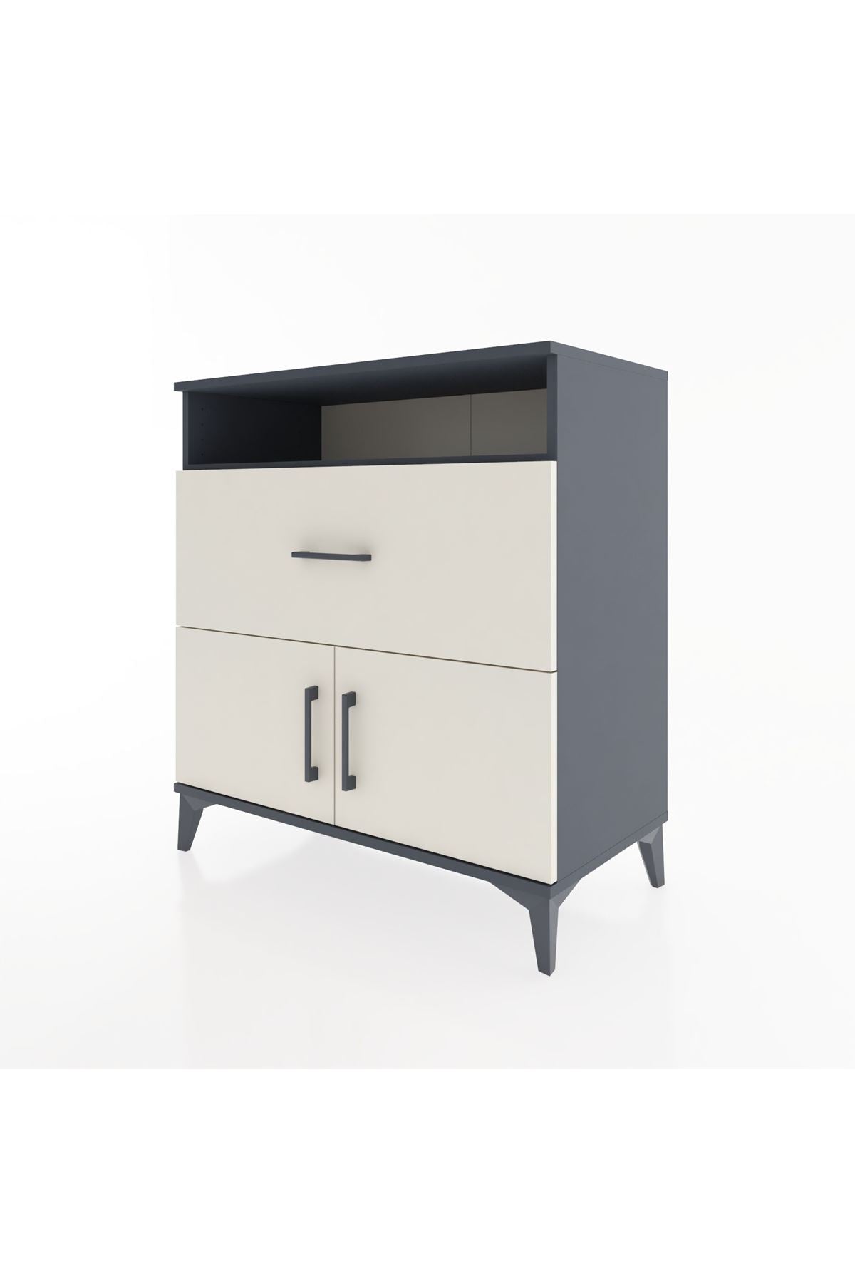 Hyperion Şifonyer 2 Raflı Tek Çekmeceli 2 Kapaklı 88x44x96 Antrasit-Aytaşı