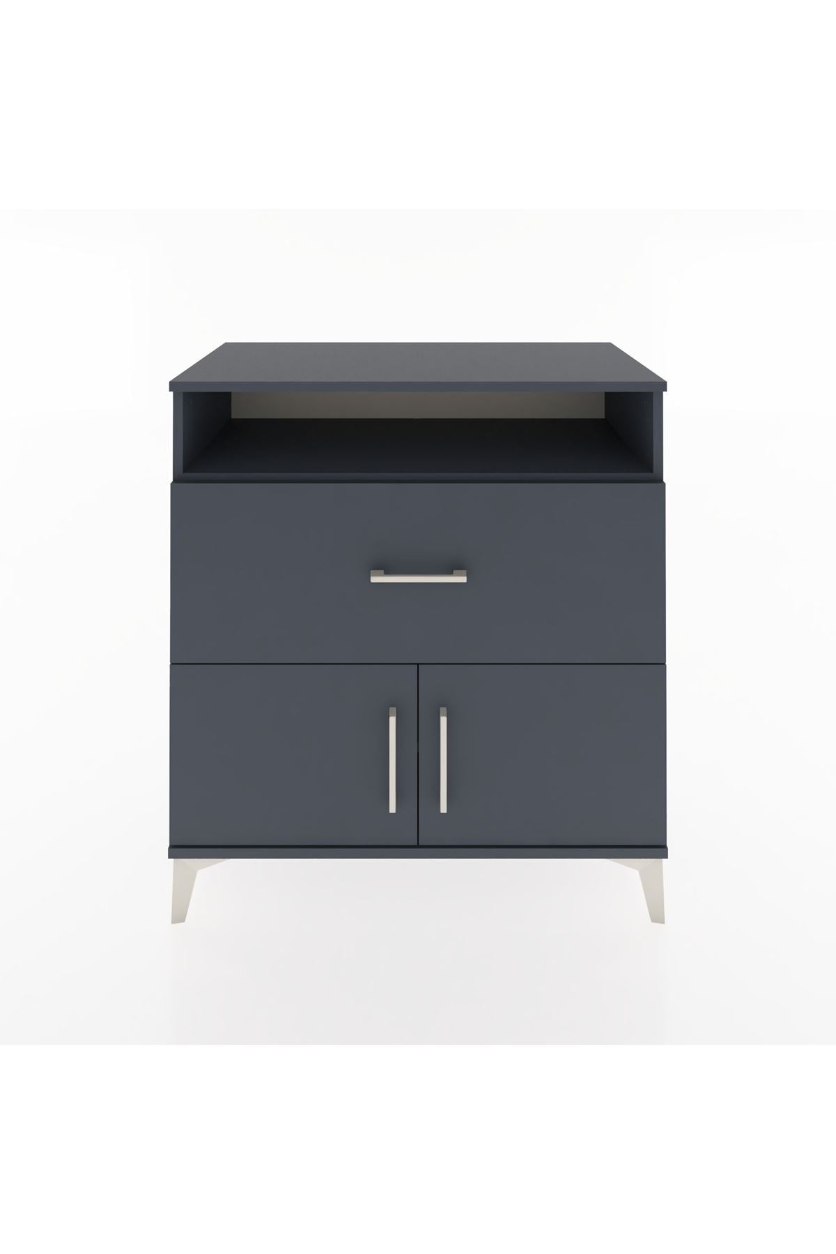 Hyperion Şifonyer 2 Raflı Tek Çekmeceli 2 Kapaklı 88x44x96 Antrasit-Antrasit