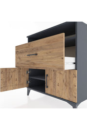 Hyperion Şifonyer 2 Raflı Tek Çekmeceli 2 Kapaklı 88x44x96 Antrasit-Çam