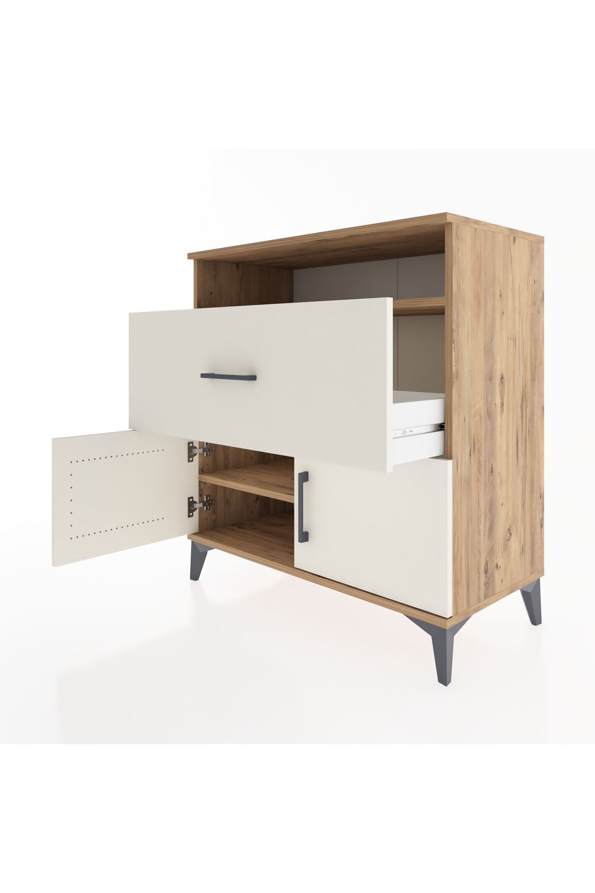 Hyperion Şifonyer 2 Raflı Tek Çekmeceli 2 Kapaklı 88x44x96 Çam-Aytaşı